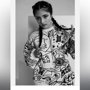 EVERYDAY LORDS FOLKLORE Black and White Graphic Sweatshirt